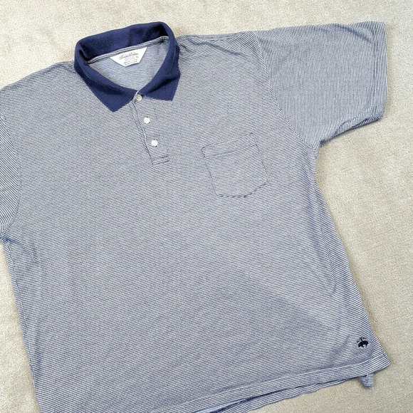 Vintage Brooks Brothers Mens XL Blue Micro Check Cotton Lisle Polo Shirt USA — photo 2